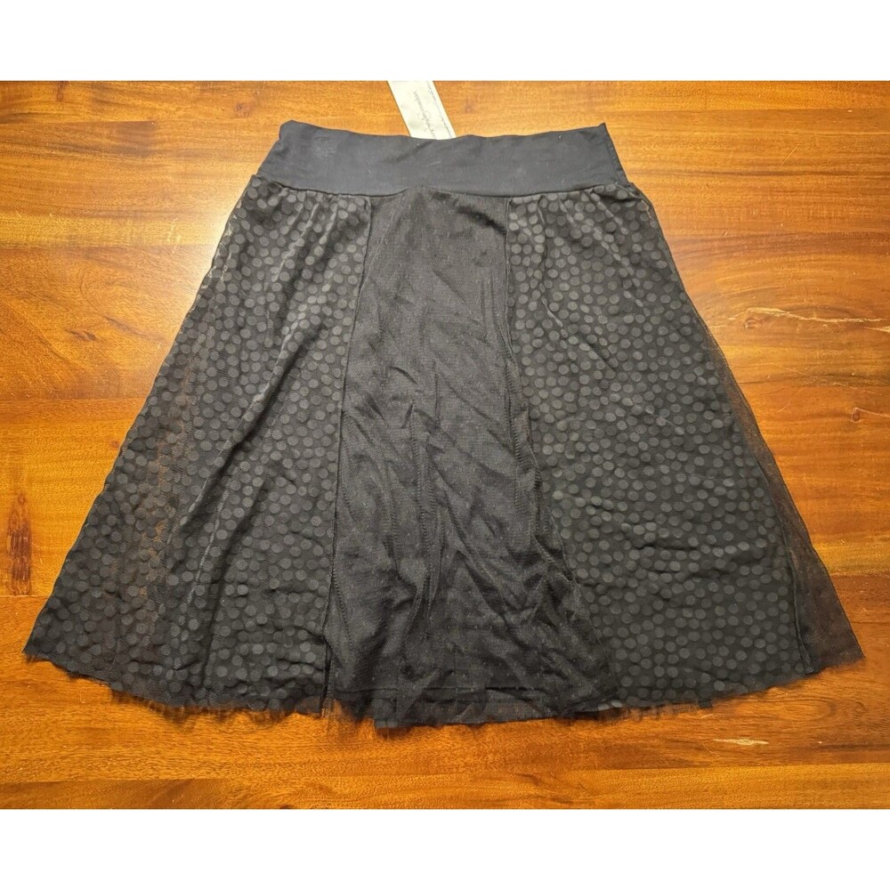 Vine Street Apparel Black Polka Dot Mesh A Line Skirt Large Whimsigoth Art - NWT